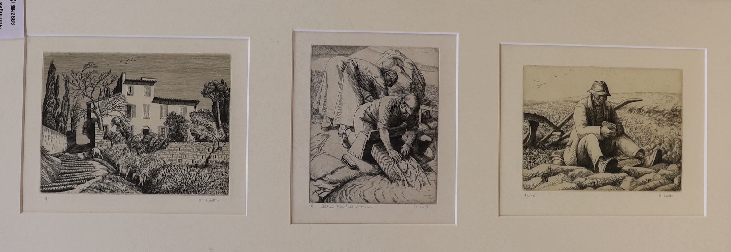 A group of assorted pictures and prints including a lithograph after Sickert and three etchings by Andrew Affleck including a View of Edinburgh